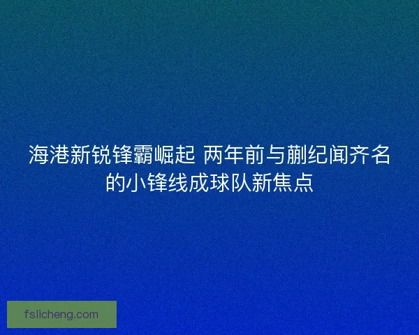 海港新锐锋霸崛起 两年前与蒯纪闻齐名的小锋线成球队新焦点